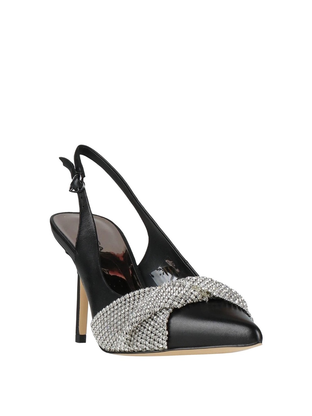 NEW Tosca Blu Crystal Embellished Leather Slingback Pumps Black US 10 EU 40